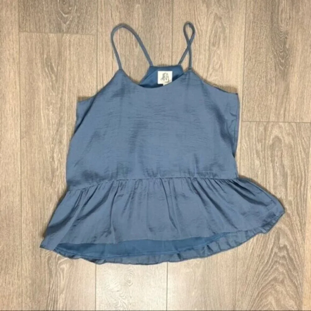 Anthropologie dRA Sham Top Blouse Blue Camisole Peplum Ruffle Size XS - Picture 5 of 13